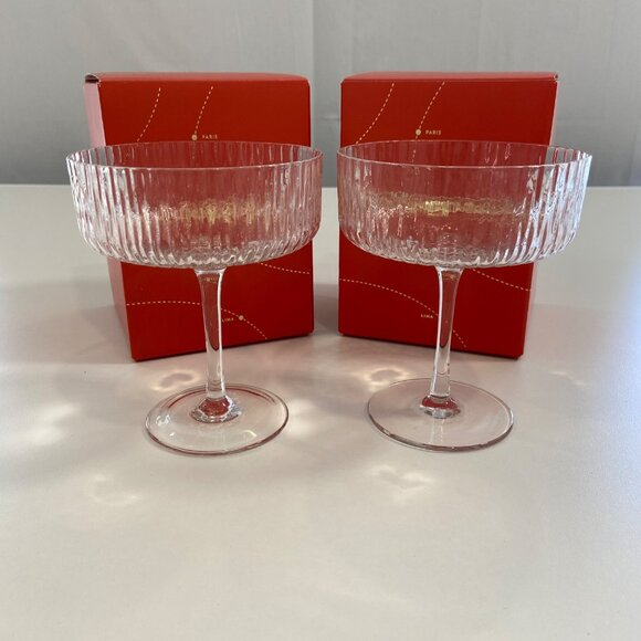 Set Of 2 Nespresso Champagne Coupes Glasses With Decorative Boxes - Paris & New - Picture 2 of 16